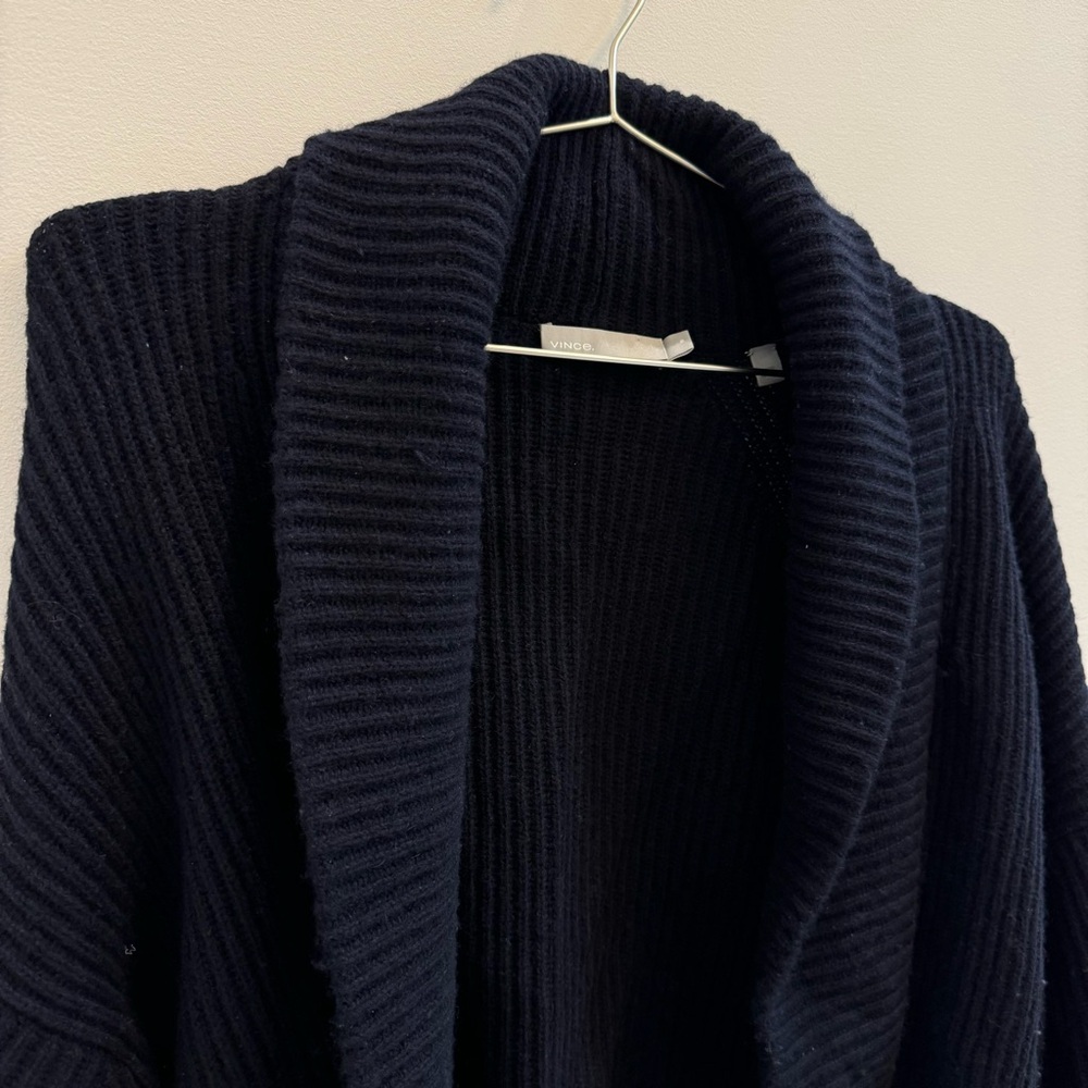 Vince Black Ribbed Open-Front Sweater - Picture 3 of 6